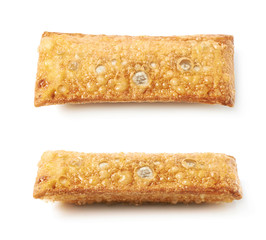 Oil fried crunchy pie isolated