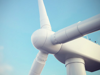 Wind turbine with blue sky. 3d illustration high resolution