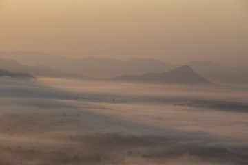 fog and cloud mountain valley sunrise landscape