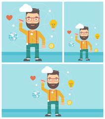 Man writing cloud computing on virtual screen.