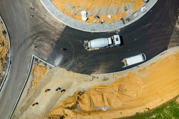 New road construction site aerial view