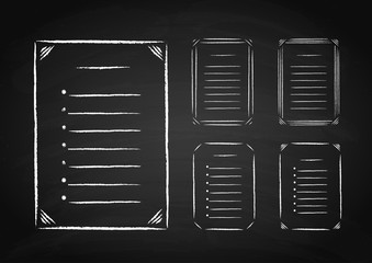 Set of hand drawn frames and lists on the chalkboard © Glitter_Klo