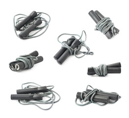 Folded skipping rope isolated