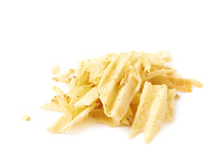 Big pile of potato chips isolated