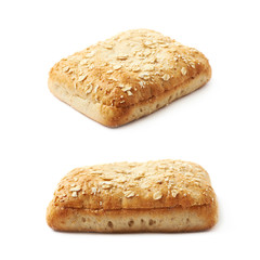 Single piece of bread bun isolated