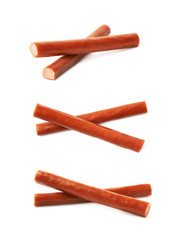 Meat sausage stick snack isolated