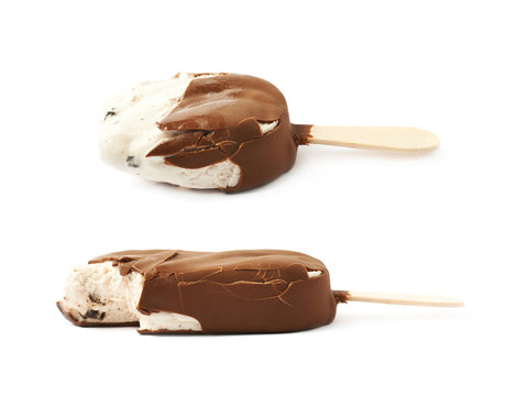 Vanilla ice cream bar on a stick