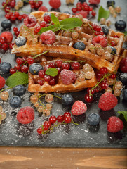 Waffles with berries