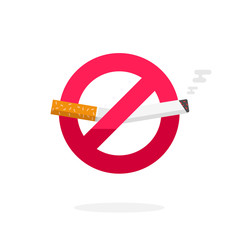 No smoking sign, dont smoke vector icon badge isolated on white background, label broken cigarette