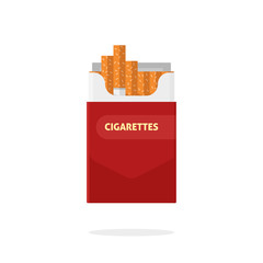 Open cigarettes pack box flat style vector illustration isolated on white background, cigarette packet carton box © vladwel