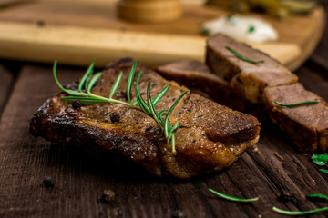 Grilled pork steak