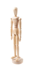 Human doll puppet statuette isolated