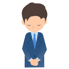 お辞儀するビジネスマン、男性会社員のイラスト素材