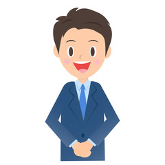 手を前に組むビジネスマン、男性会社員のイラスト素材