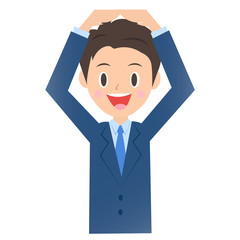 正解ポーズのビジネスマン、男性会社員のイラスト素材