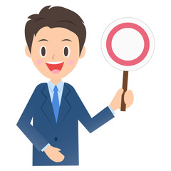 正解を示すビジネスマン、男性会社員のイラスト素材