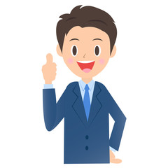親指を立てるビジネスマン、男性会社員のイラスト素材