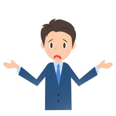 がっかりするビジネスマン、男性会社員のイラスト素材