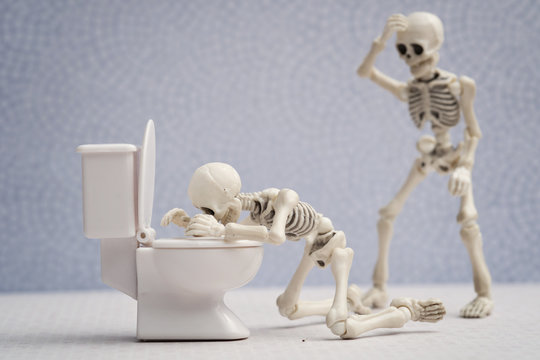 Skeleton got sick in bathroom