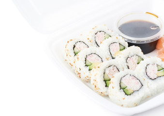 Set of sushi rolls isolated
