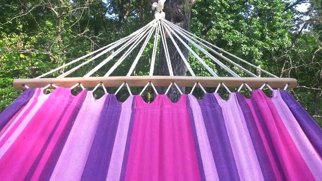 Swinging in Hammock Outdoors Garden