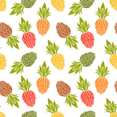 Seamless pattern with fruits, pineapples