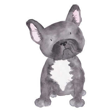 French Bulldog Illustration Dog Watercolor pet 