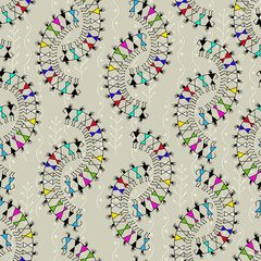 Warli painting - hand drawn traditional the ancient tribal art India. Pictorial language is matched by a rudimentary technique depicting rural life of the inhabitants of India