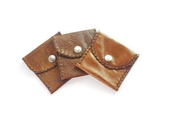 Coin purse made of leather isolated on white background