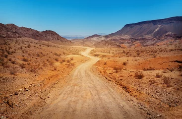 Selbstklebende Fototapete Dürre Die Straße in der Wüste. Süd-Nevada, USA