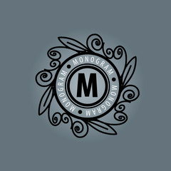 monogram vector in frame