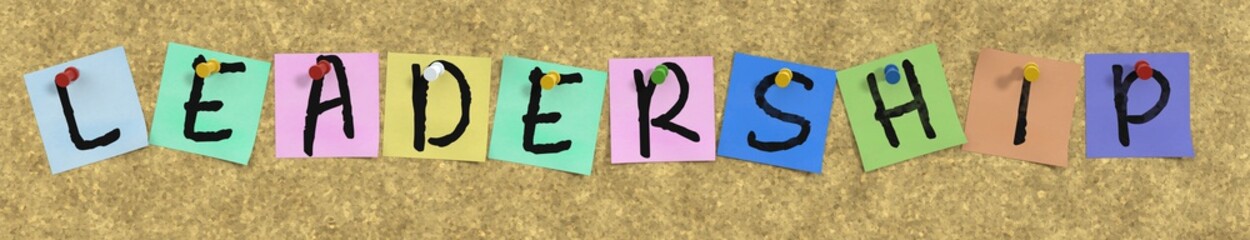 Leadership - Concept on Cork Pinboard