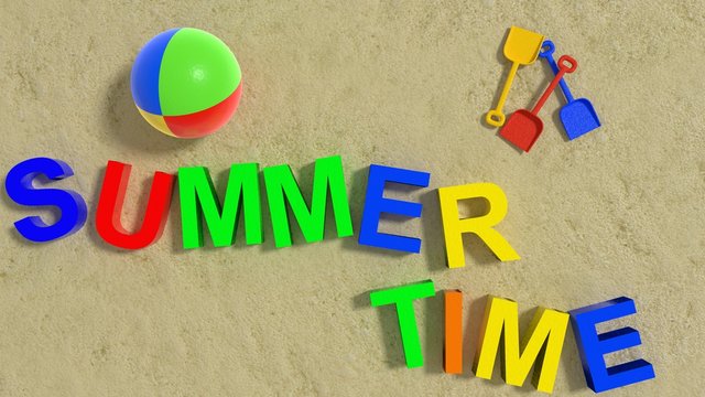 Summertime concept on sandy beach