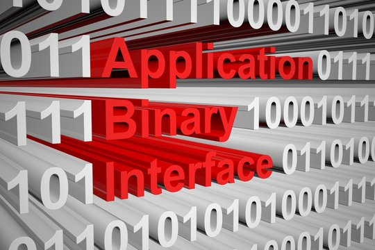 application binary interface in the form of binary code, 3D illustration