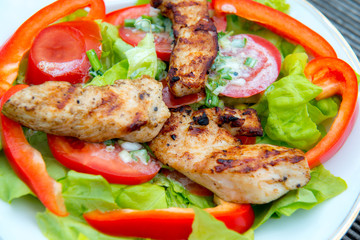 fresh salad with chicken filet