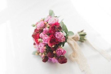 Wonderful luxury wedding bouquet of different flowers