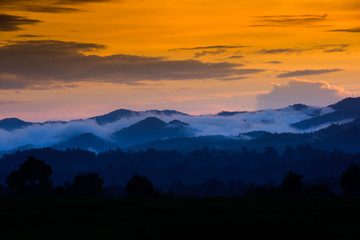 Sunset in mountains sky twilight