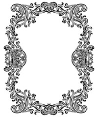 Vintage baroque frame consisting of Victorian vignettes and Damask ornament, ornate swirl decorative design element, for wedding invitations, diplomas, book design
