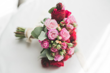 Wonderful luxury wedding bouquet of different flowers
