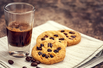 Homemade Oatmeal Cookies with espresso coffee