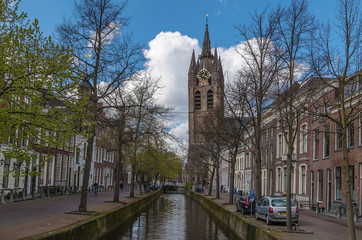Fototapeta premium view of Oude Kerk, Delft, Netherlands