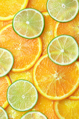 Orange and lime slices background