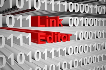 link editor line in the form of binary code, 3D illustration