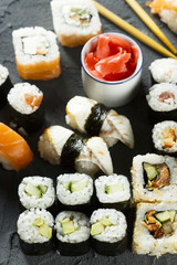 Assorted sushi and rolls