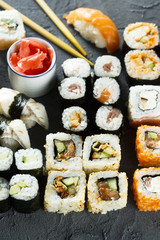 Assorted sushi and rolls
