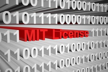 MIT License in the form of binary code, 3D illustration