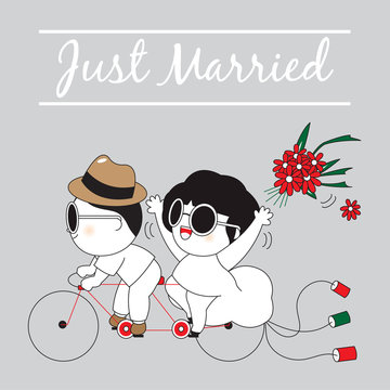 Just Married Character Card illustration