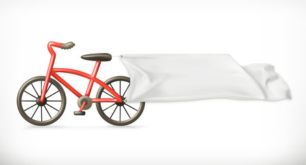 Bike and white banner, vector graphic element