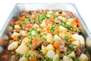Pork Potatoes Stew, Isolated on White.