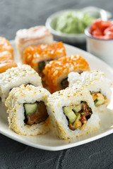 Assorted sushi and rolls
